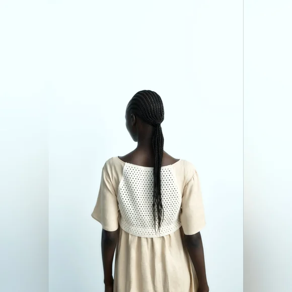 ZARA MIXED LINEN BLEND KNIT DRESS - Picture 5 of 9